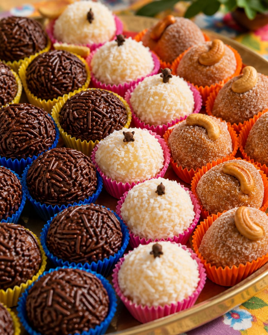 Docinhos de festa variados em forminhas coloridas